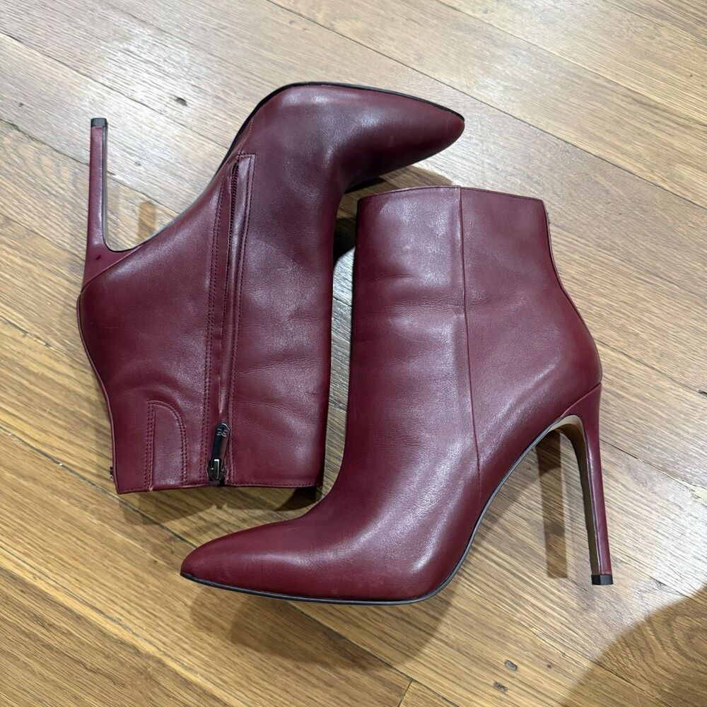 Sam Edelman Burgundy Red Leather Wren Pointed Toe Ankle Boots Bootie Sz 7.5 - Picture 9 of 10